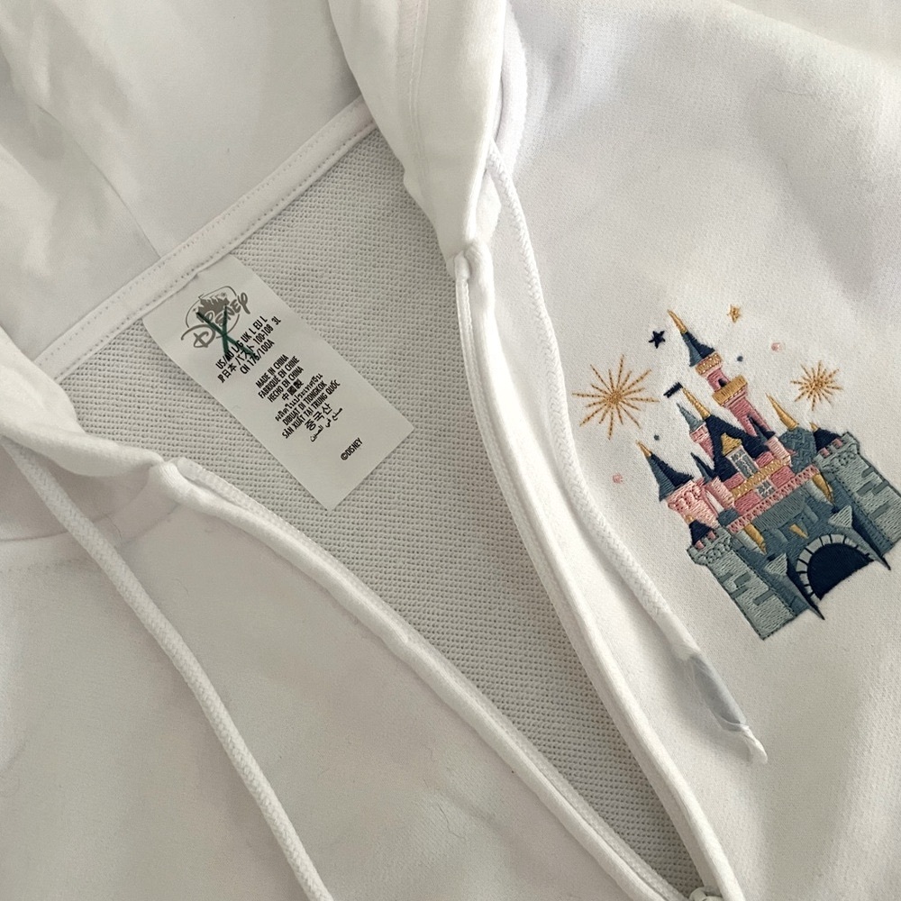Disney castle zipper hoodie sweatshirt, white and teal, size Large - NWT - Picture 6 of 12